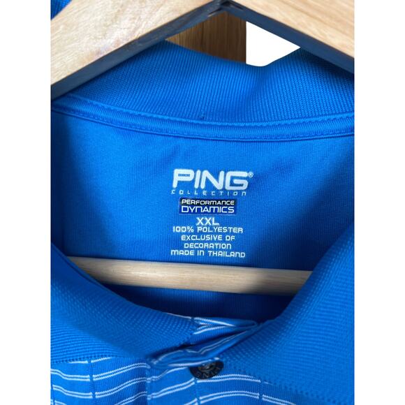 Ping Golf Polo Shirt Men’s Large Blue White/Gray Striped Performance 2XL - Picture 3 of 5